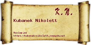 Kubanek Nikolett névjegykártya